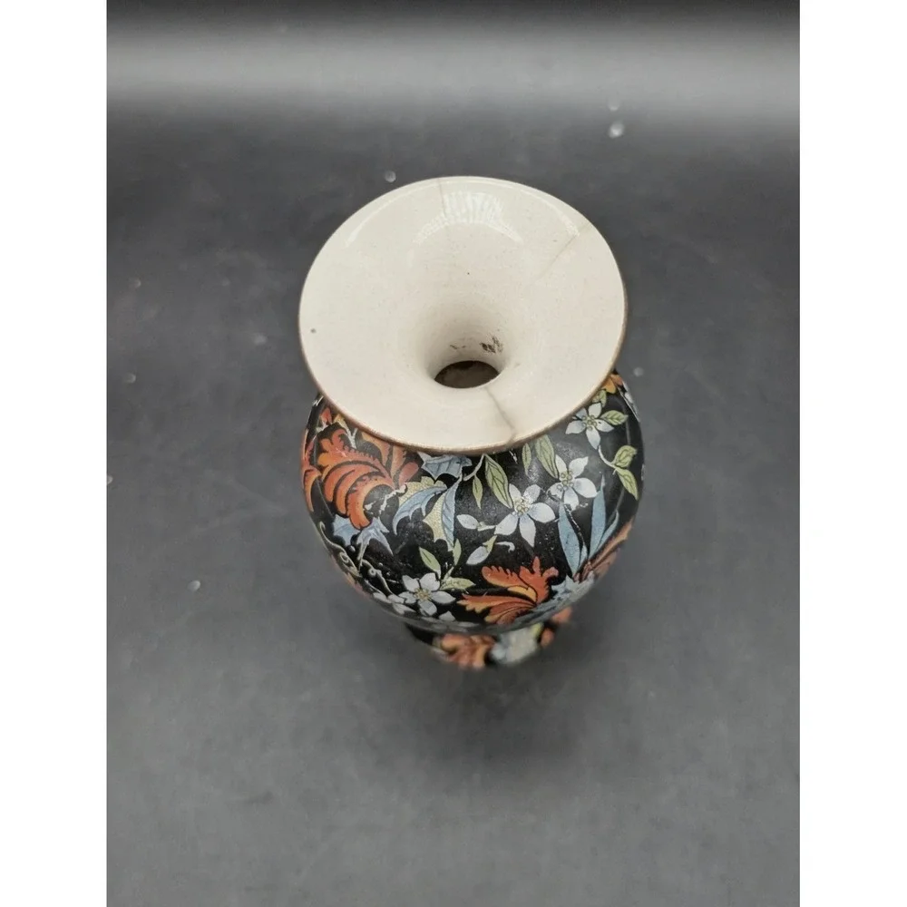 Royal Winton Grimwades Fireglow Chintz Vase Black Floral Made in England Vintage